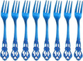 uxcell 8 Pcs Salad Forks  5.1 Inches Stainless Steel Dessert Forks  Mirror Polished  Dishwasher Safe  Tiny Forks for Small Desserts  Cocktails  Blue